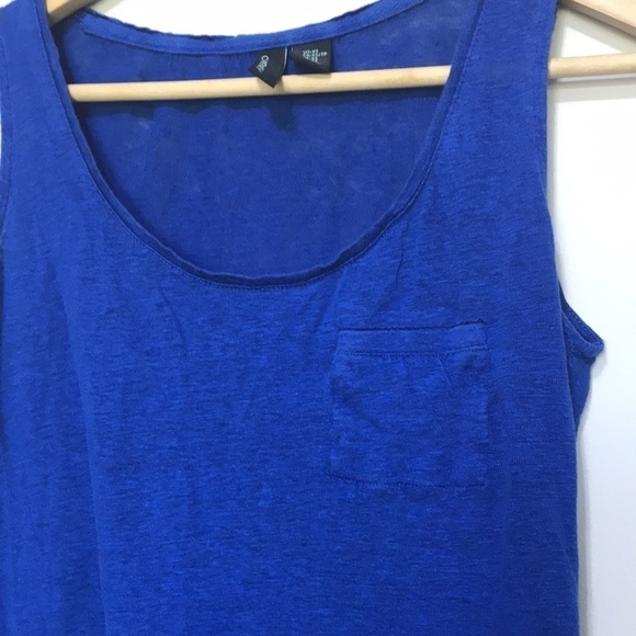 CYNTHIA Rowley blue linen sleeveless shirt sz XS oversized - Picture 2 of 8